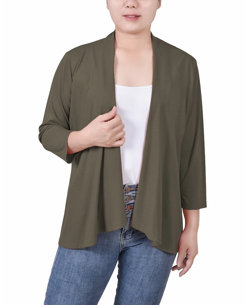 Ny Collection Women's Solid 3/4 Sleeve Cardigan