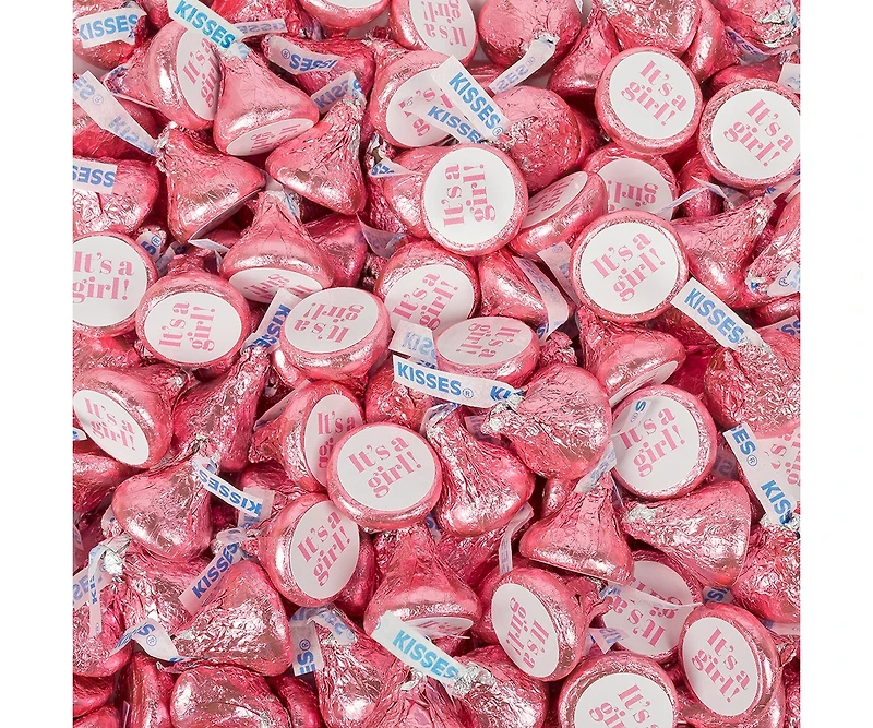 Just Candy It's a Girl Baby Shower Candy Pink Hershey's Kisses Milk Chocolate, 90 Pieces