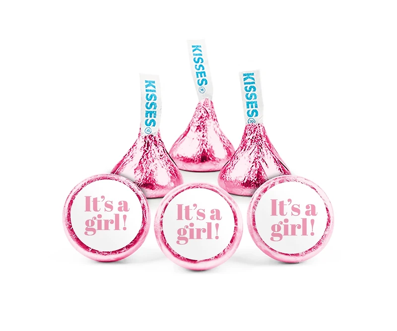 Just Candy It's a Girl Baby Shower Candy Pink Hershey's Kisses Milk Chocolate, 90 Pieces