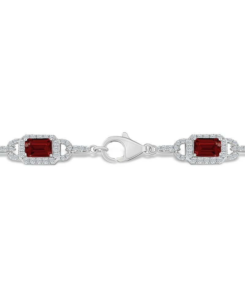 Macy's Garnet and White Topaz Bracelet (7-3/4 ct. t.w and 5/8 ct. t.w) in Sterling Silver