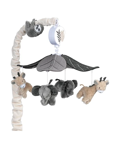 Lambs & Ivy Baby Jungle Animals Gray/Tan Musical Crib Mobile Soother Toy