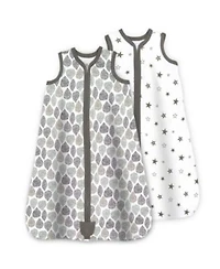Baby Wearable Blanket Cotton Sleep Sacks 2 Pack Unisex Sleeping Bag Sack 2 Way Zipper 0.5 Tog Breathable Cotton