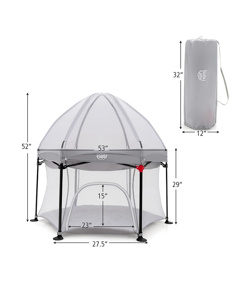 Costway Baby 1PCS 53'' Outdoor Playpen w/ Canopy & Carrying Bag Portable