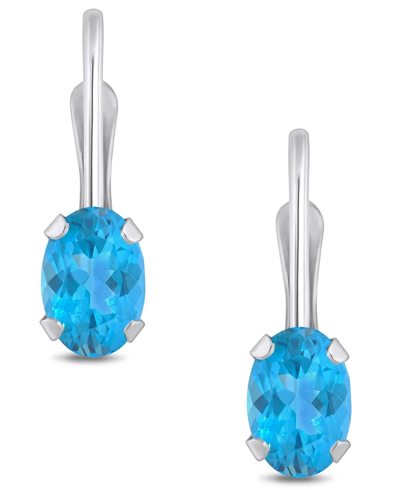 Macy's Gemstone Leverback Earrings 10K White Gold