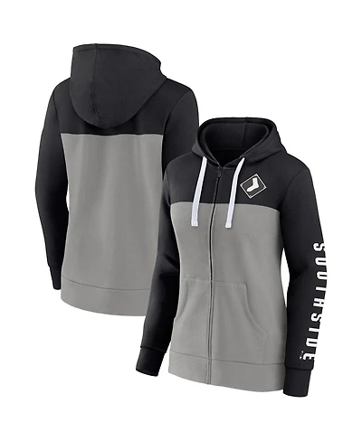 Women's Fanatics Black, Gray Chicago White Sox Take The Field Colorblocked Hoodie Full-Zip Jacket