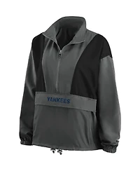 Women's Wear by Erin Andrews Charcoal New York Yankees Packable Half-Zip Jacket