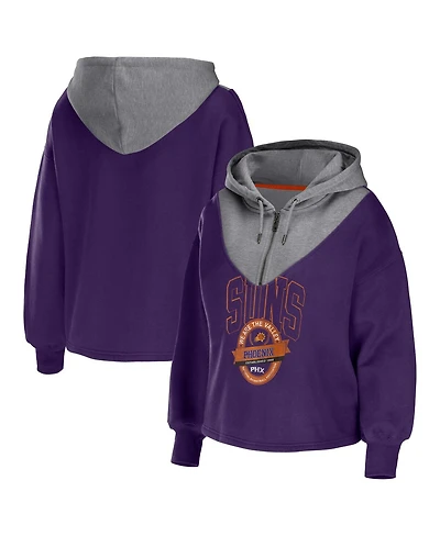 Women's Wear by Erin Andrews Purple Phoenix Suns Pieced Quarter-Zip Hoodie Jacket