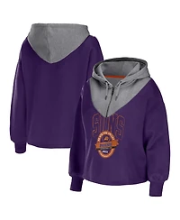 Women's Wear by Erin Andrews Purple Phoenix Suns Pieced Quarter-Zip Hoodie Jacket