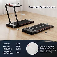 2.25HP 3-in-1 Folding Treadmill W/Table Speaker Remote Control