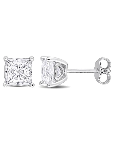 Macy's Princess Cut Moissanite Stud Earrings 2 1/2 ct. t.w in Sterling Silver
