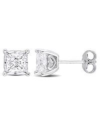 Macy's Princess Cut Moissanite Stud Earrings 2 1/2 ct. t.w in Sterling Silver