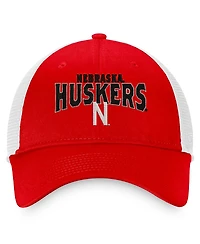 Men's Top of the World Scarlet, White Nebraska Huskers Breakout Trucker Snapback Hat
