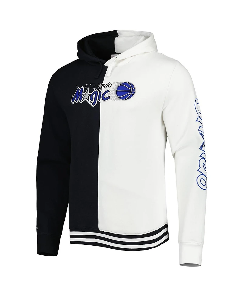 Men's Mitchell & Ness Black, White Orlando Magic Hardwood Classics Split Pullover Hoodie