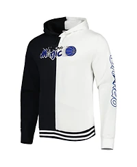 Men's Mitchell & Ness Black, White Orlando Magic Hardwood Classics Split Pullover Hoodie