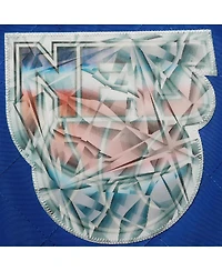 Men's New Jersey Nets Blue Mitchell & Ness Hardwood Classics 75th Anniversary Authentic Warmup Raglan Full-Snap Jacket
