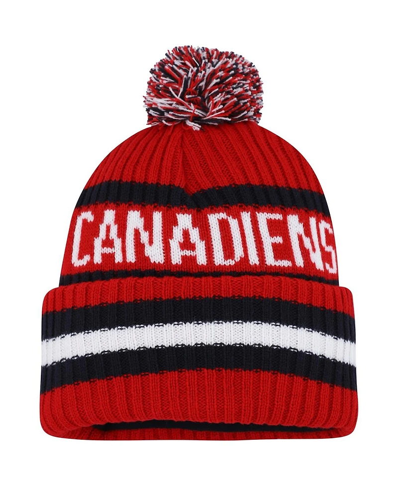 Men's '47 Brand Red Montreal Canadiens Bering Cuffed Knit Hat with Pom