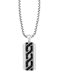 Effy Men's Black Spinel Dog Tag 22" Pendant Necklace (1-1/5 ct. t.w.) in Sterling Silver