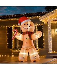 Homcom 8 ft Inflatable Gingerbread Man Outdoor Holiday Display w/ Led Lights