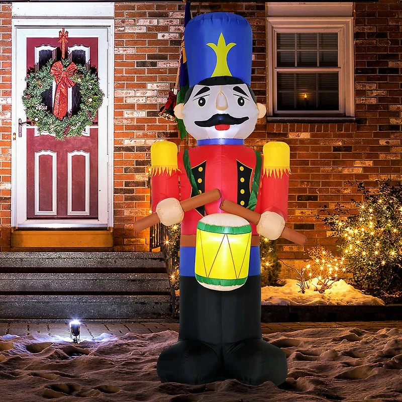 Homcom 8' Christmas Inflatable Nutcracker soldier Outdoor Blow-Up Decoration