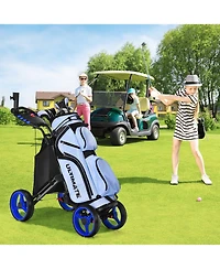 Folding 4 Wheels Golf Push Cart W/Bag Scoreboard Adjustable Handle