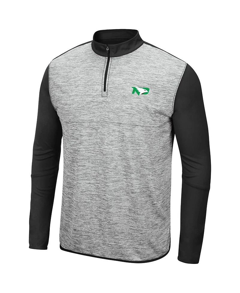 Men's Colosseum Heather Gray, Black North Dakota Prospect Quarter-Zip Jacket