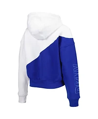 Women's Dkny Sport White and Royal Los Angeles Rams Bobbi Color Blocked Pullover Hoodie
