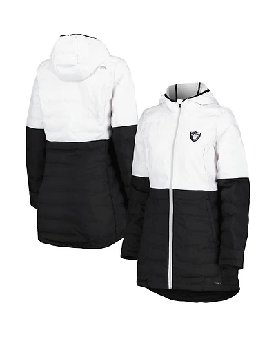 Women's Msx by Michael Strahan White, Black Las Vegas Raiders Willow Quilted Hoodie Full-Zip Jacket