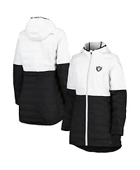 Women's Msx by Michael Strahan White, Black Las Vegas Raiders Willow Quilted Hoodie Full-Zip Jacket