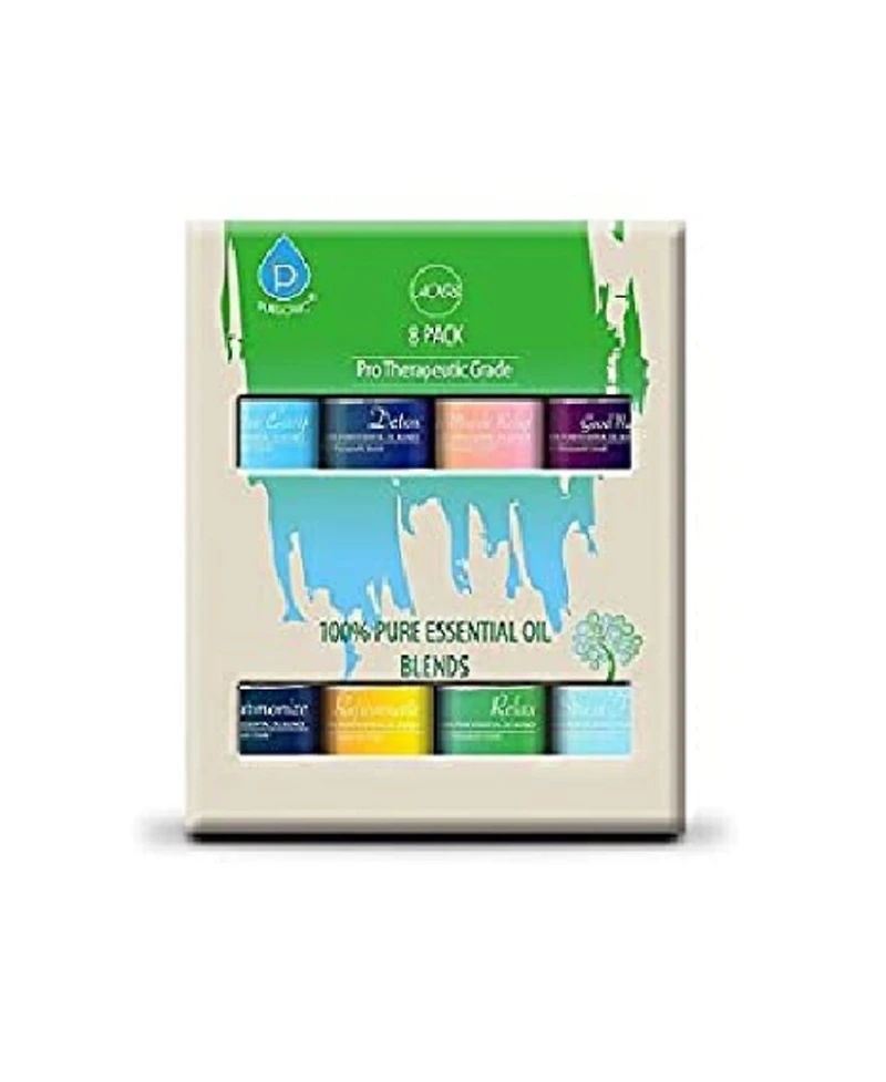 Pursonic 8 Pack 100% Pure Essential Aromatherapy Oils