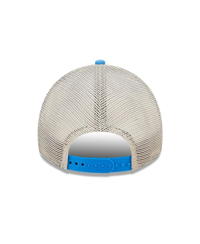 Men's New Era Powder Blue, Natural Los Angeles Chargers Devoted Trucker 9Twenty Snapback Hat