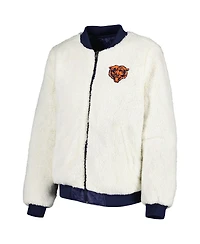 Women's G-iii 4Her by Carl Banks Oatmeal, Navy Chicago Bears Switchback Reversible Full-Zip Jacket