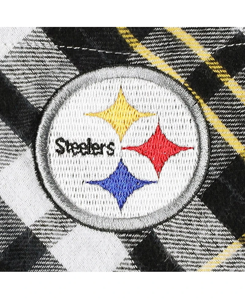 Women's Concepts Sport Black, Gold Pittsburgh Steelers Mainstay Flannel Full-Button Long Sleeve Nightshirt