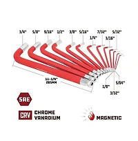 Powerbuilt 13 Piece Sae Long Arm Magnetic Hex Key Wrench Set Red
