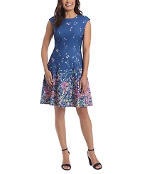 London Times Petite Printed Fit & Flare Dress