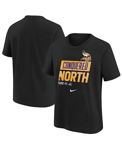 Big Boys Nike Black Minnesota Vikings 2022 Nfc North Division Champions Locker Room Trophy Collection T-shirt