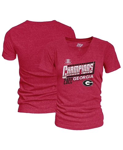 Women's Blue 84 Red Georgia Bulldogs 2022 Sec Football Conference Champions Locker Room V-Neck T-shirt