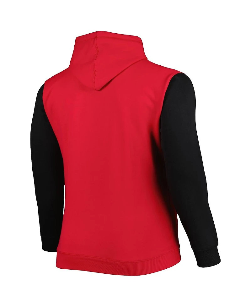 Men's Fanatics Red, Black Chicago Bulls Big and Tall Bold Attack Pullover Hoodie