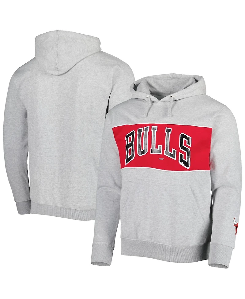 Men's Fanatics Heather Gray Chicago Bulls Wordmark French Terry Pullover Hoodie