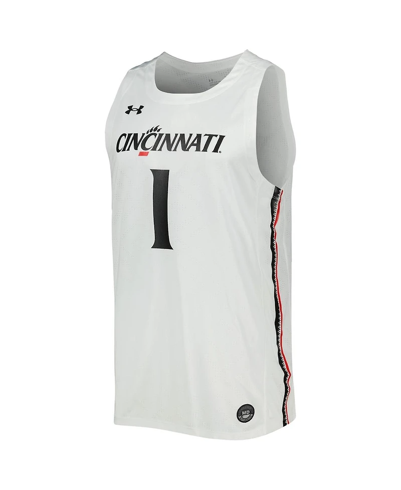 Men's Under Armour #1 White Cincinnati Bearcats Team Replica Basketball Jersey