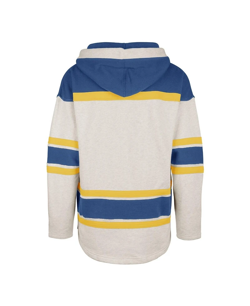 Men's '47 Brand Oatmeal St. Louis Blues Rockaway Lace-Up Pullover Hoodie
