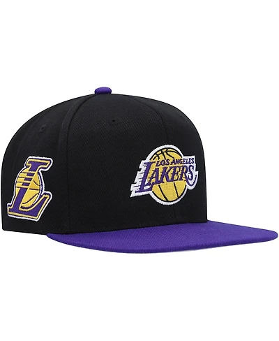 Men's Mitchell & Ness Black, Purple Los Angeles Lakers Side Core 2.0 Snapback Hat