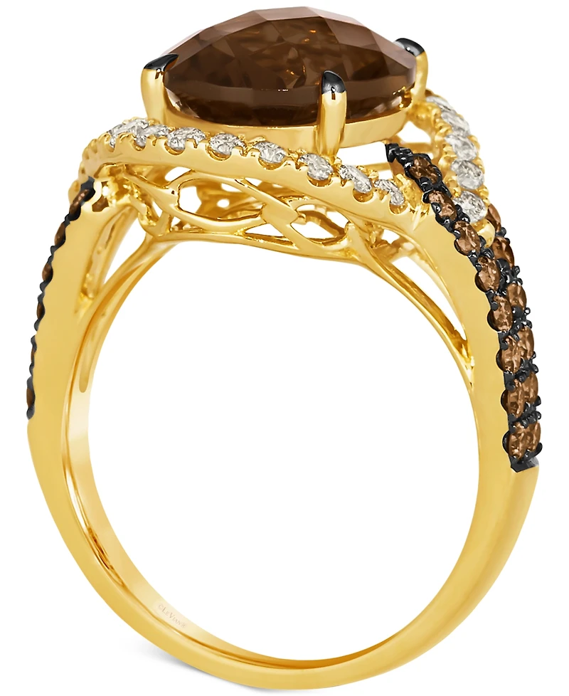 Le Vian Chocolate Quartz (4-1/5 ct. t.w.) & Diamond (1-7/8 ct. t.w.) Swirl Ring in 14k Gold