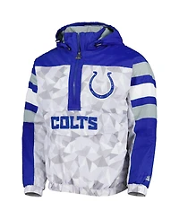 Men's Starter White, Royal Indianapolis Colts Thursday Night Gridiron Raglan Half-Zip Hooded Jacket