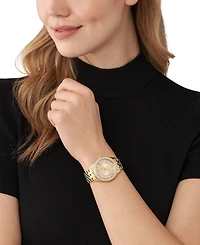 Michael Kors Women's Harlowe Three-Hand Gold-Tone Stainless Steel Bracelet Watch, 38mm