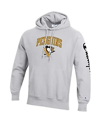 Men's Champion Heather Gray Pittsburgh Penguins Reverse Weave Pullover Hoodie