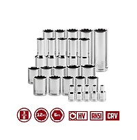 Powerbuilt 54 Piece Pro Tech 3/8 in. Dr. Sae & Metric Socket Set