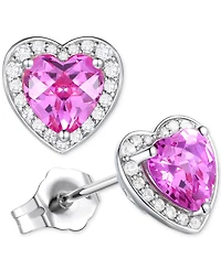 3-Pc. Set Garnet: (4 ct. t.w.) & Lab-Grown White Sapphire (3/4 t.w.)Amethyst (3-1/3 Heart Pendant Necklace, Ring, Stud Earrings Ste