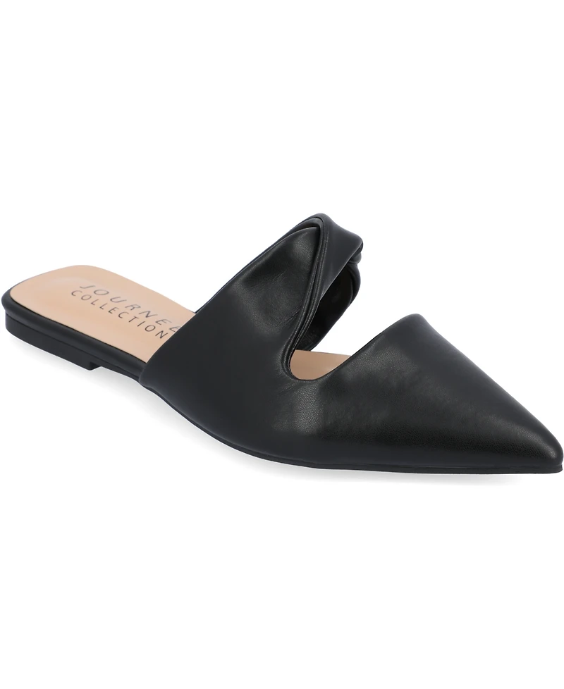 Journee Collection Women's Enniss Twist Cutout Pointed Toe Mules