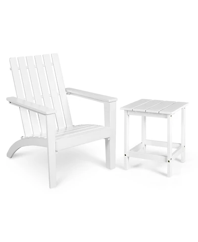 Costway 2PCS Patio Adirondack Chair Side Table Set Solid Wood Garden Deck