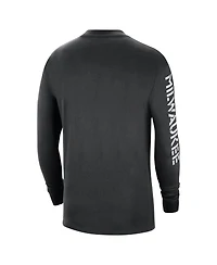 Men's Jordan Black Milwaukee Bucks Courtside Max 90 Vintage-Like Wash Statement Edition Long Sleeve T-shirt